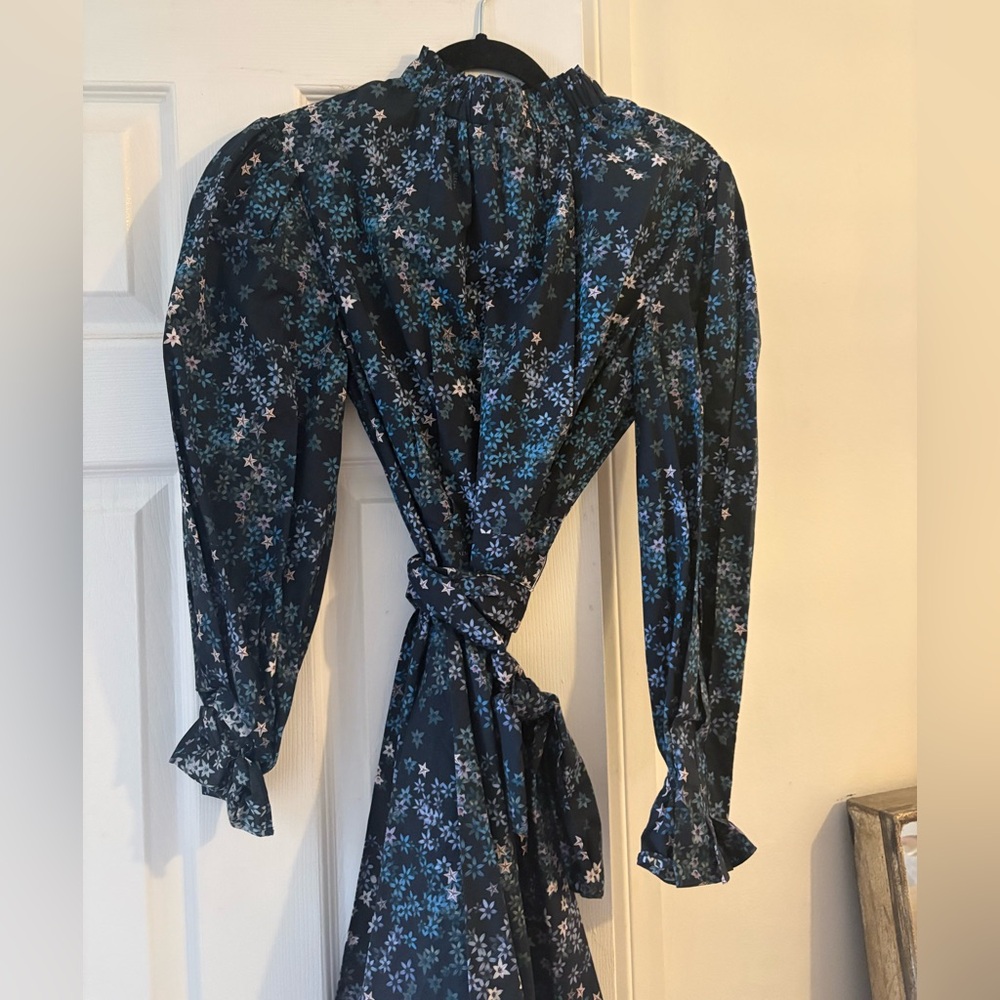 All Saints Black and Blue Floral Midi Dress - Picture 6 of 10